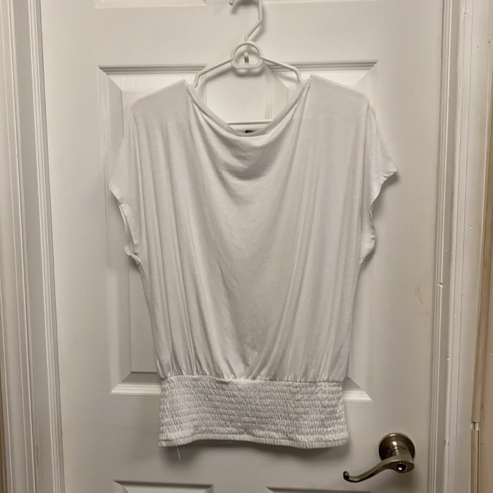 WHITE HOUSE BLACK MARKET Smocked Waist Knit Tee - Picture 3 of 5